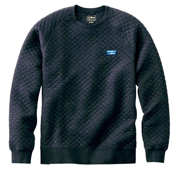 L.L. Bean LL Gray Quilted Crewneck Crew Sweater Long Sleeve Top Shirt - Picture 1 of 1